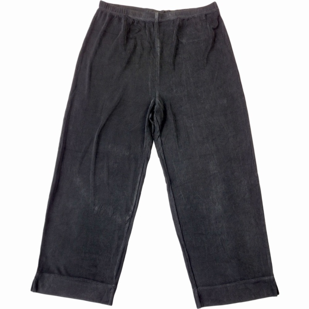 ✅Chico’s Travelers Black Classic wide leg cropped pants wide hem with slit sz 1